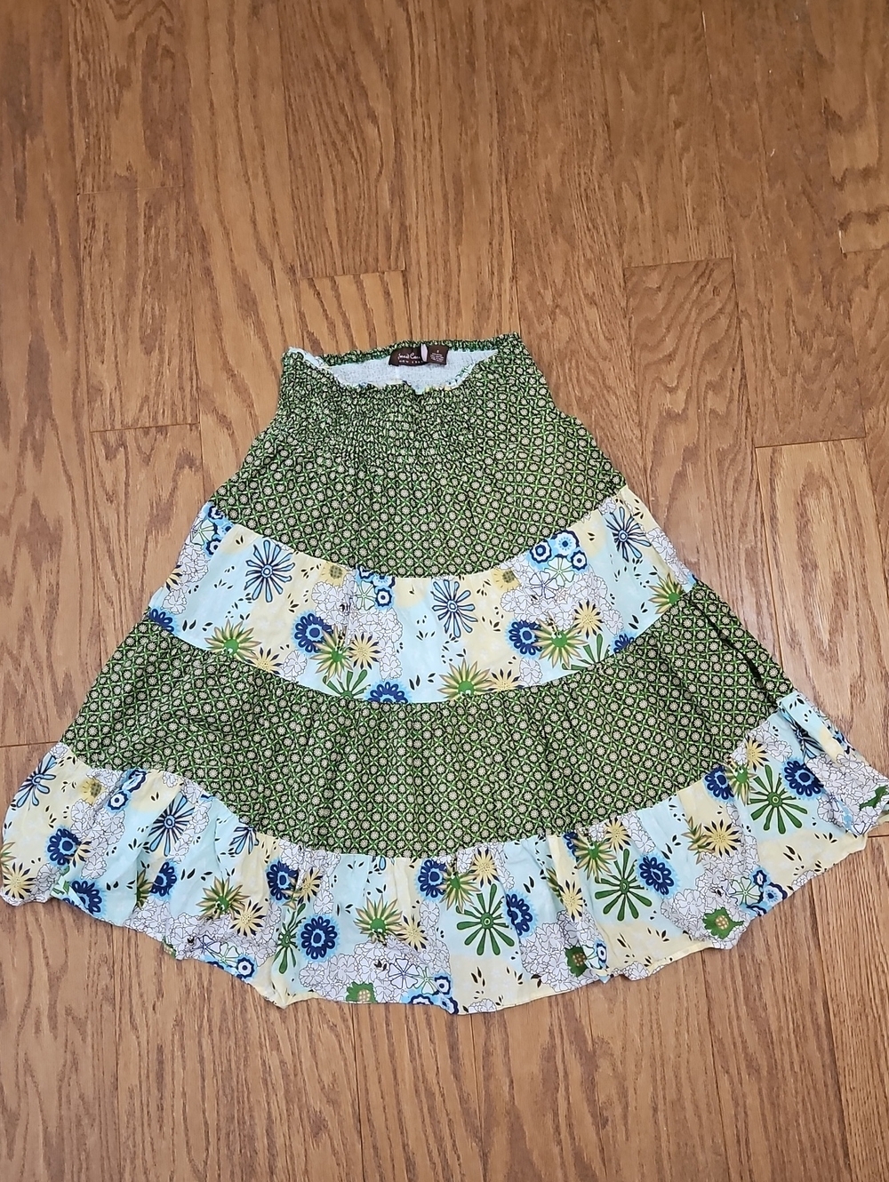 Speed Control Cotton Bohemian style mixed print smocked waist skirt - Size S